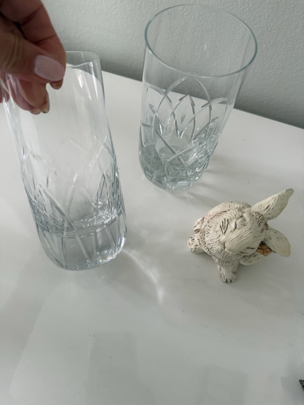 Clear Cut-Glass Highball Glasses - Set of 2